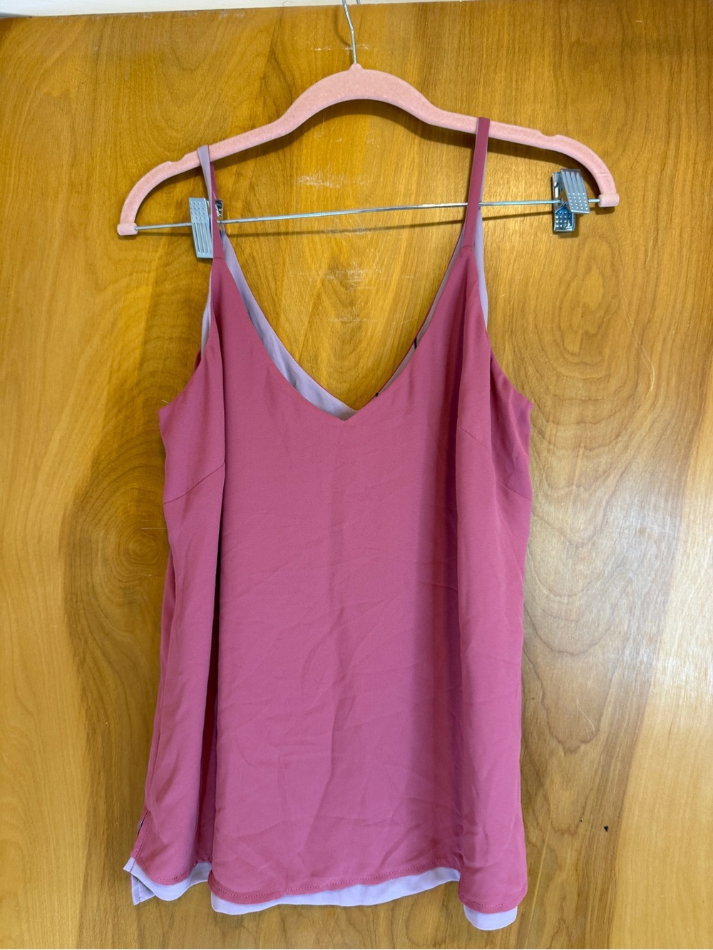 White House Black Market Dusty Rose Double-Layer V-Neck Camisole
